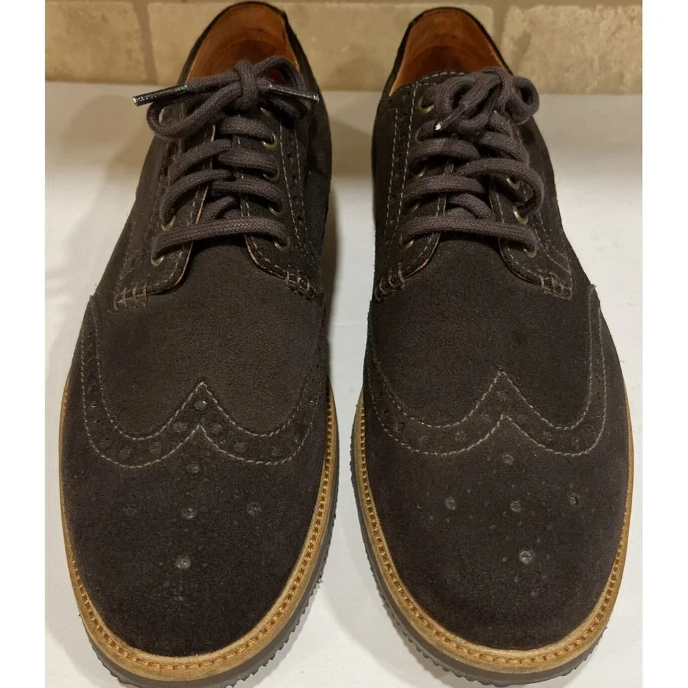 Tommy Bahama Wingtip Elliott Bucks Shoes Men Dark Brown Suede‎ YGI G2S-1 Size 13